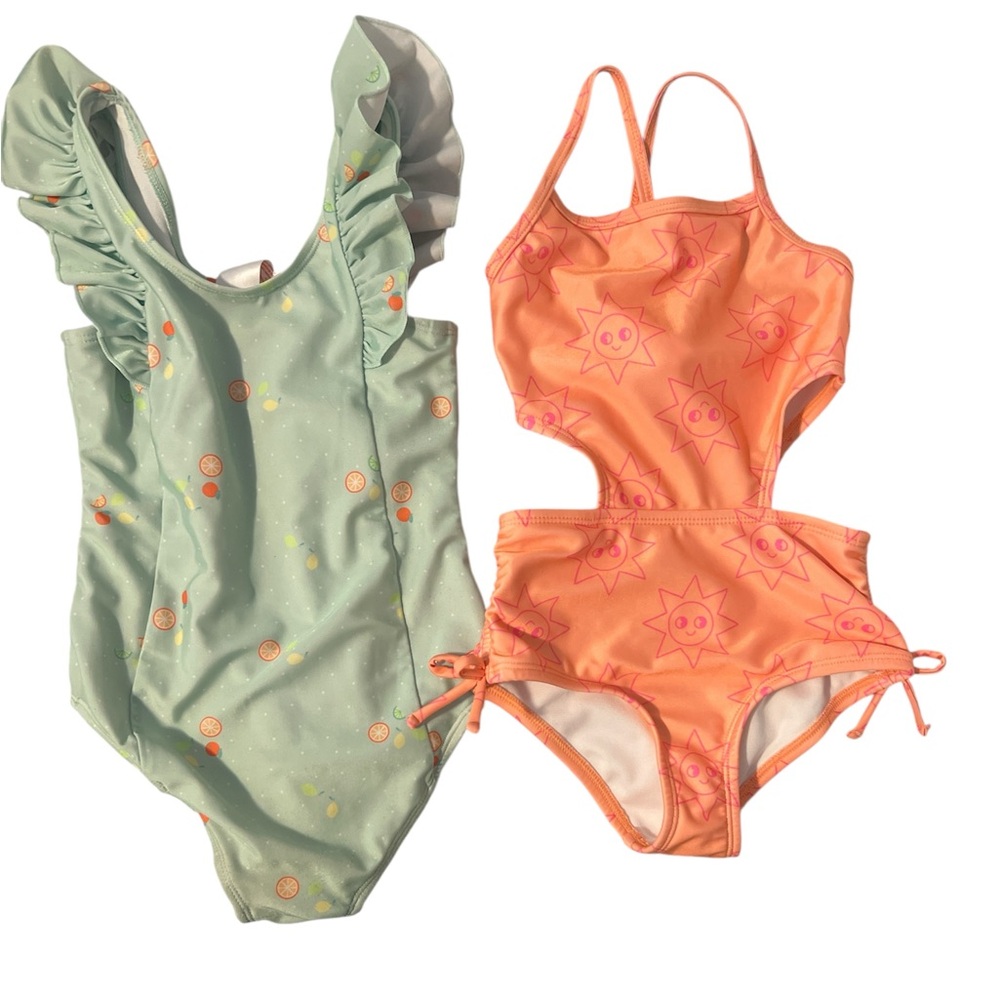 2 Cat & Jack Orange and green Piece Swim